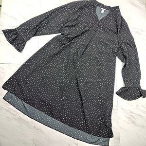 Ava & Viv Black Dot Ruffle Sleeve Dress. Size 3X
